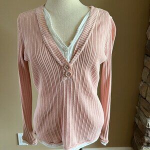 Axcess a Liz Clairborne company pink long sleeve sweater size L